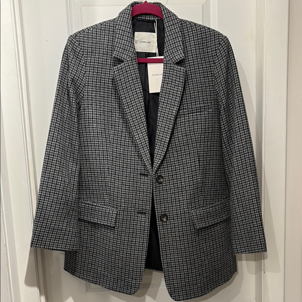 NWT Everlane Grey Houndstooth Oversized Wool Blazer